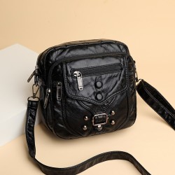 Small shoulder / waist bag - leather - rivets - zippersBags