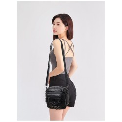 Small shoulder / waist bag - leather - rivets - zippersBags