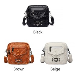 Small shoulder / waist bag - leather - rivets - zippersBags
