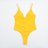 Sexy one-piece swimsuit - ribbed - deep neckline - with push upBeachwear