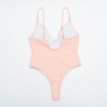 Sexy one-piece swimsuit - ribbed - deep neckline - with push upBeachwear