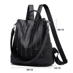 Fashionable backpack - anti-theft - leather - rivets stars - large capacityBackpacks
