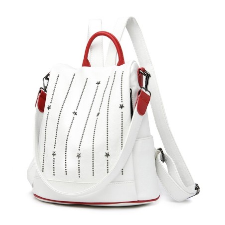 Fashionable backpack - anti-theft - leather - rivets stars - large capacityBackpacks