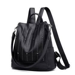 Fashionable backpack - anti-theft - leather - rivets stars - large capacityBackpacks