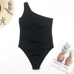 Sexy ribbed one piece swimsuit - off shoulder - cut-out designBeachwear