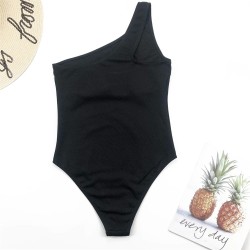 Sexy ribbed one piece swimsuit - off shoulder - cut-out designBeachwear