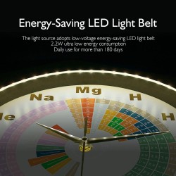 Modern wall clock - sound activated - LED - periodic table of chemical elementsClocks