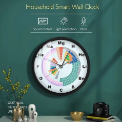 Modern wall clock - sound activated - LED - periodic table of chemical elementsClocks