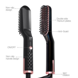 Multifunctional hair / beard brush - comb - straightener - with temperature adjustmentHair straighteners