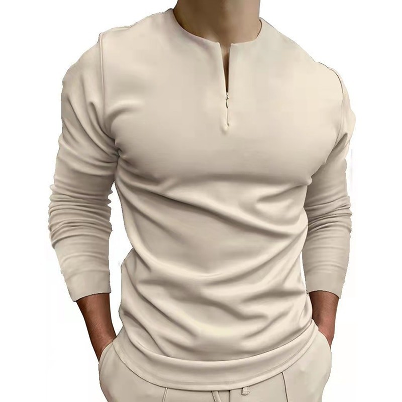 Classic polo shirt - long sleeve t-shirt - with zipperT-shirts