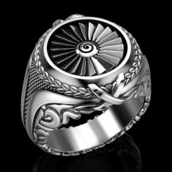 Vintage silver ring - signet ring - punk style - metal turbine - sterling silver 925Rings