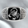 Vintage embossed ring - signet ring - scorpion design - 925 sterling silverRings