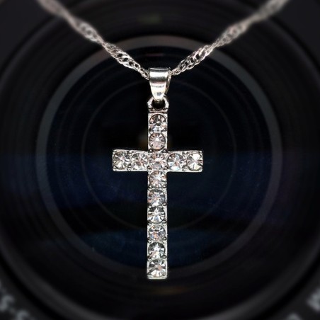 Silver necklace - with crystal crossNecklaces