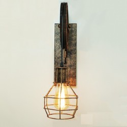 Retro pulley wall light - wooden lampWall lights