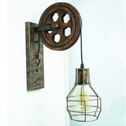 Retro pulley wall light - wooden lampWall lights