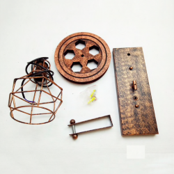 Retro pulley wall light - wooden lampWall lights