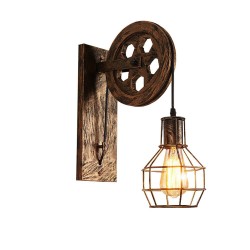 Retro pulley wall light - wooden lampWall lights