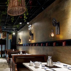Retro pulley wall light - wooden lampWall lights