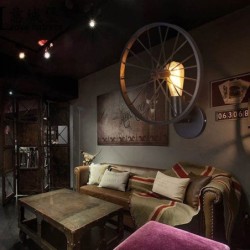 Retro wall light - metal lamp - industrial wheel designWall lights