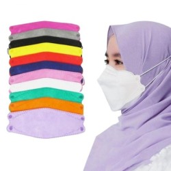 Protective face mask - 4-layer - disposable - anti-dust - anti-bacterial - cross loops - fish shape - 10 piecesMouth masks