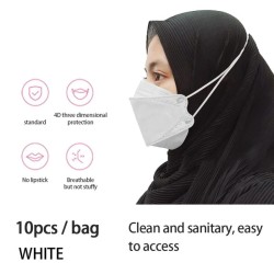 Protective face mask - 4-layer - disposable - anti-dust - anti-bacterial - cross loops - fish shape - 10 piecesMouth masks