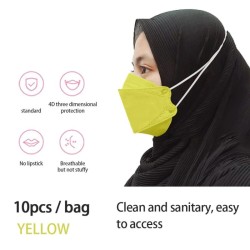 Protective face mask - 4-layer - disposable - anti-dust - anti-bacterial - cross loops - fish shape - 10 piecesMouth masks