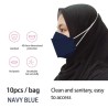 Protective face mask - 4-layer - disposable - anti-dust - anti-bacterial - cross loops - fish shape - 10 piecesMouth masks