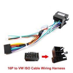 16 Pin to VW wiring harness - plug - ISO connector - for 2 Din car audio head unit - cable adapter for Volkswagen Golf Jetta ...