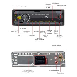 Digital car radio - 1 DIN - voice assistant - Bluetooth - AUX - FMDin 1