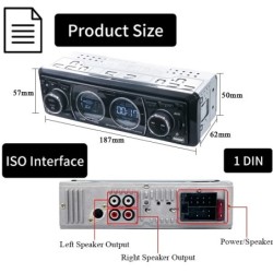 Bluetooth car radio - 1 DIN - USB - TF - FM - 60Wx4 - 12VDin 1