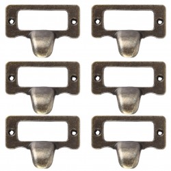 Furniture handles - label frame - drawer - cabinet - antique brass - 6 piecesFurniture