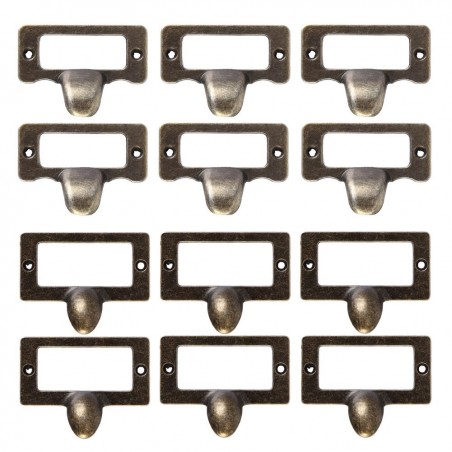 Furniture handles - label frame - drawer - cabinet - antique brass - 6 piecesFurniture