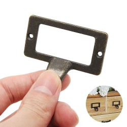 Furniture handles - label frame - drawer - cabinet - antique brass - 6 piecesFurniture