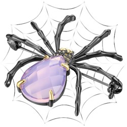 Elegant brooch - black spider - pink opalBrooches