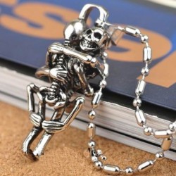 Stainless steel necklace - double skeleton pendant - unisexNecklaces