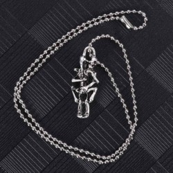 Stainless steel necklace - double skeleton pendant - unisexNecklaces