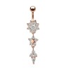 Belly button ring - piercing - double round cubic zirconia - 316L surgical steel - goldPiercings