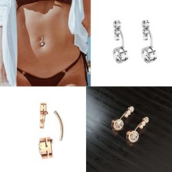 Belly button ring - piercing - crystal butterfly / heart - surgical steel - 6 piecesPiercings