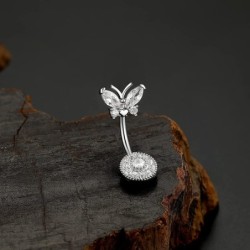 Belly button ring - piercing - crystal butterfly / heart - surgical steel - 6 piecesPiercings