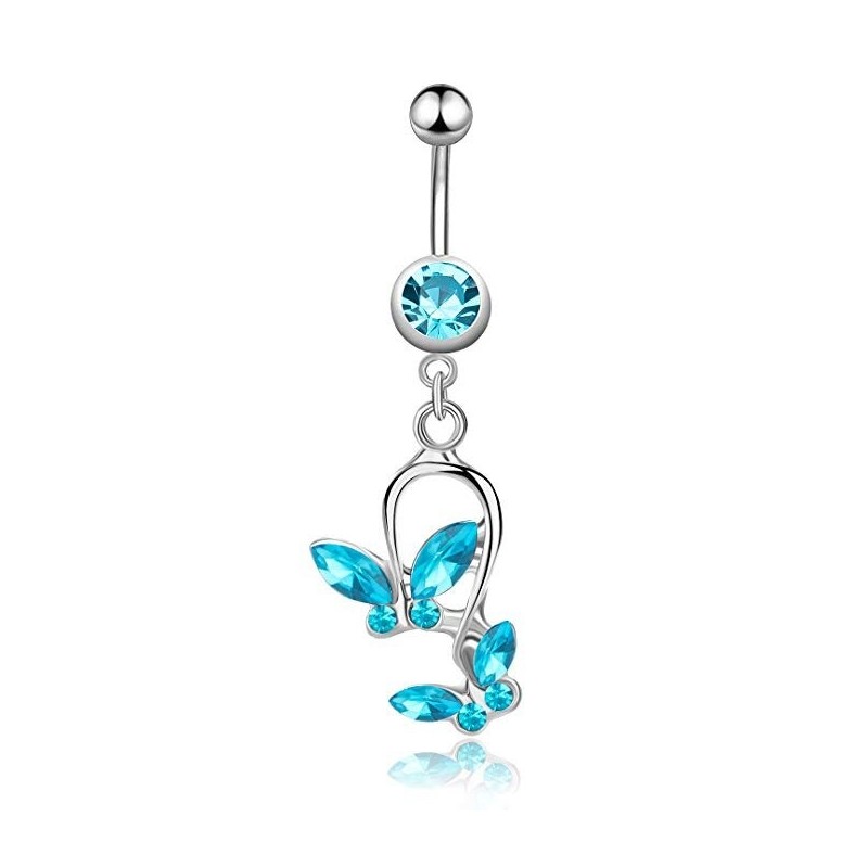 Belly button ring - piercing - green crystal zirconia - surgical steelPiercings