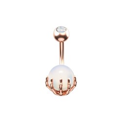 Belly button ring - piercing - skeleton hand holding opal ball - surgical steelPiercings
