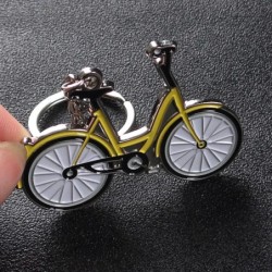 Yellow bicycle - metal keychainKeyrings