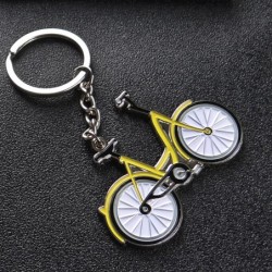 Yellow bicycle - metal keychainKeyrings