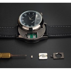 Metal men's watch - rechargeable - USB - with flameless lighterWatches