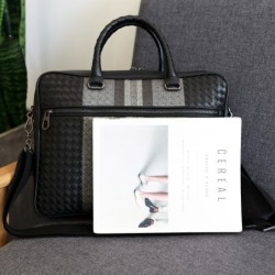 Elegant shoulder bag - business briefcase - genuine woven leather - large capacityBags