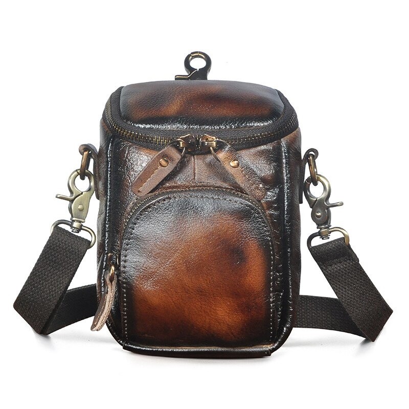 Multifunctional leather bag - shoulder strap - waist buckleBags