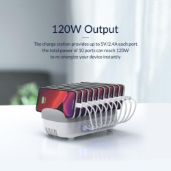 ORICO - 10 ports USB charger - docking station - with holder - 120W 5V2.4A*10Holders