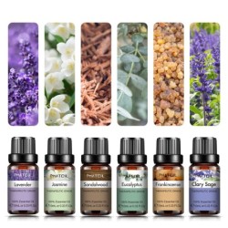 Pure natural essential oil - aroma oil - sandalwood - frankincense - clary sage - lavender - eucalyptus - jasmine - 10ml - 10...