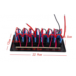 Waterproof switch panel with LED and fuses - 8-channels - for car - boat - camperSwitches