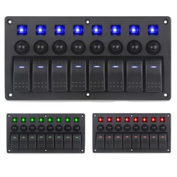 Waterproof switch panel with LED and fuses - 8-channels - for car - boat - camperSwitches